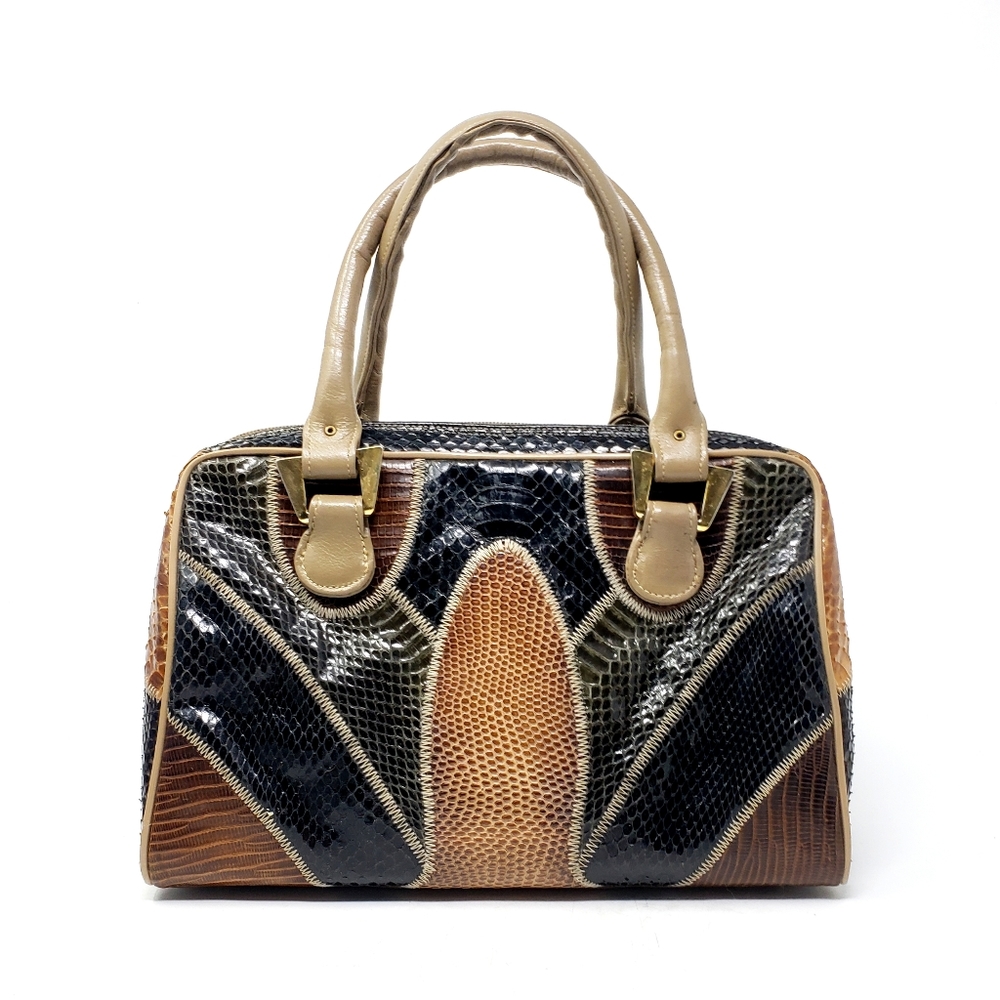 Vintage Bags by Varon Patchwork Leather Satchel
